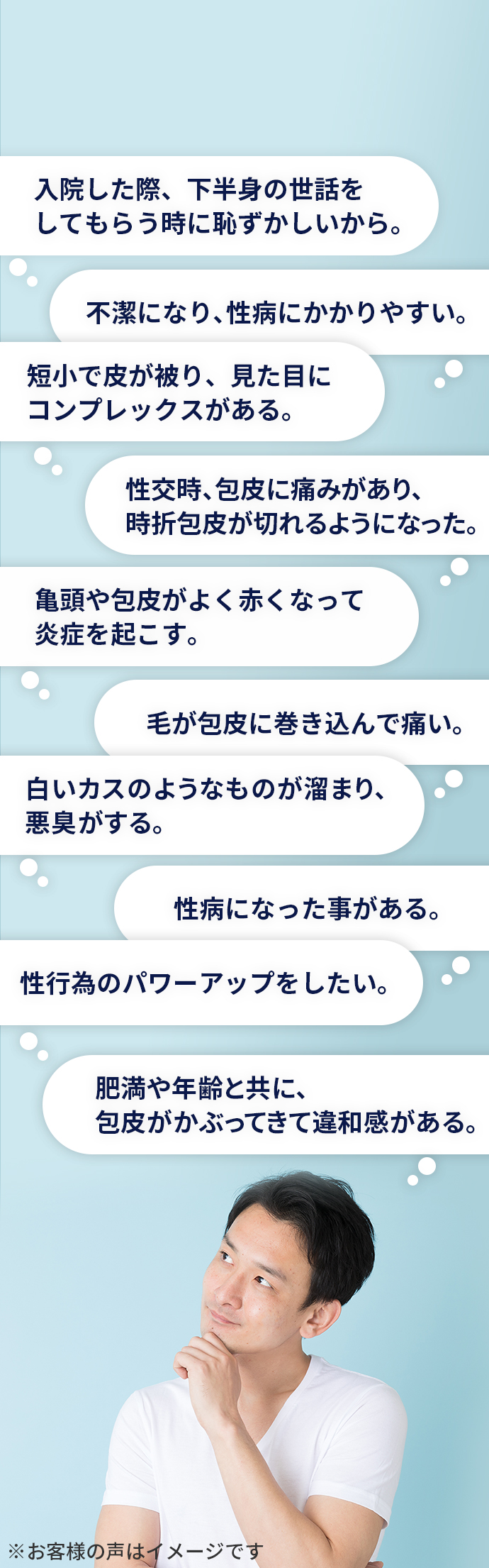 様々なことでお悩みの男性